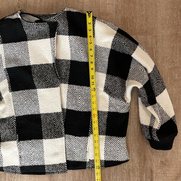 Caslon Vintage Black and Cream Buffalo Check Open Front Double Weave Jacket 2X - Picture 7 of 8